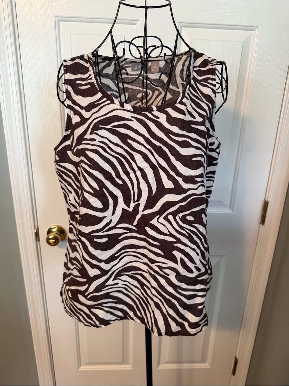 Chico's Brown and White Zebra-Print Sleeveless Tank